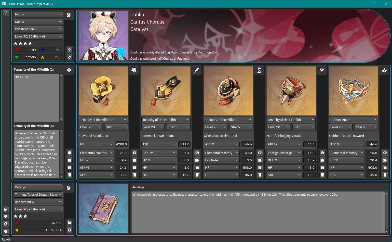 Loadouts For Genshin Impact v0.1.9 Released