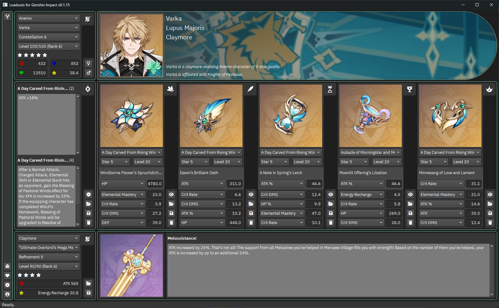 Loadouts For Genshin Impact v0.1.15 Released